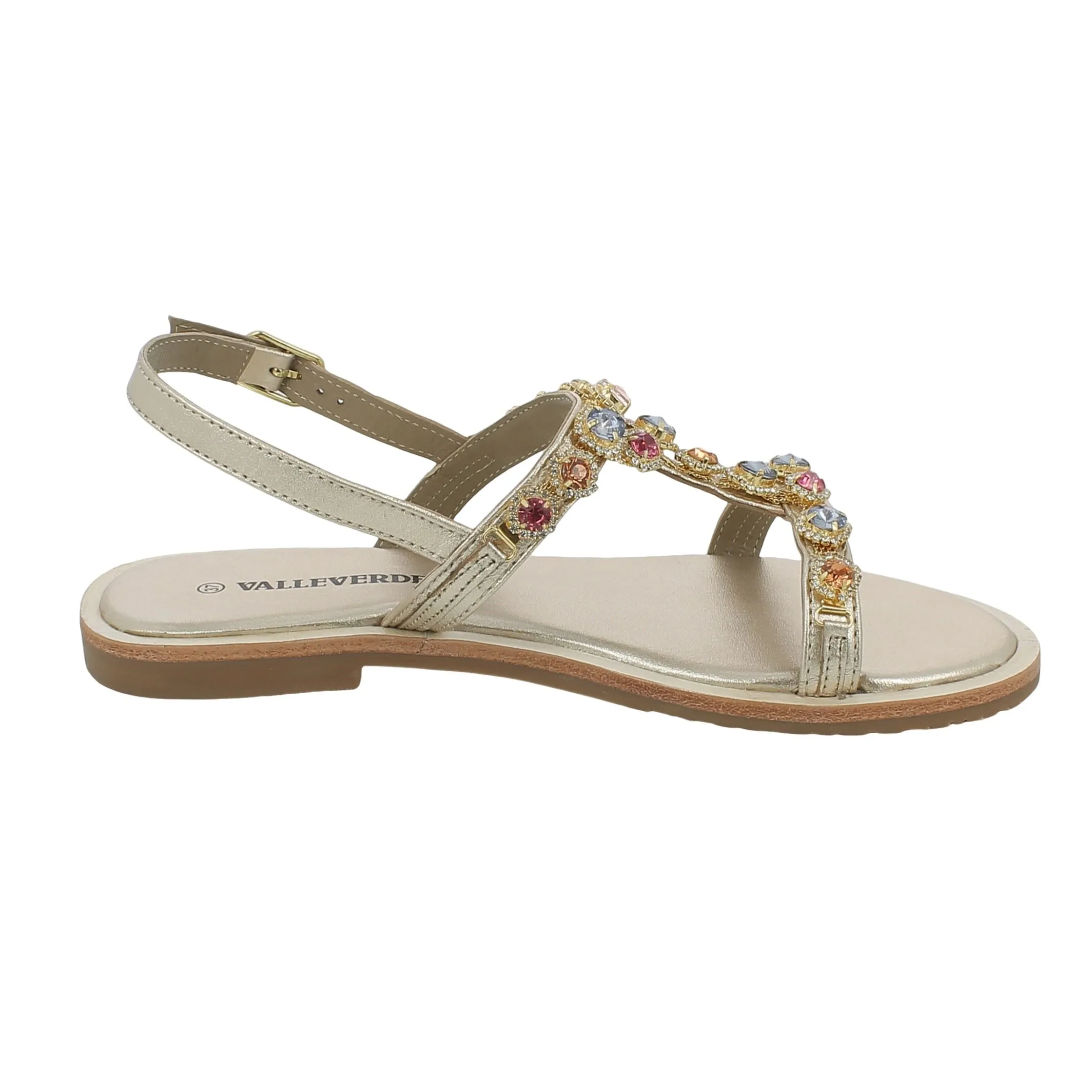 Valleverde  Sandalo Gioiello Oro con Strass Multicolor 