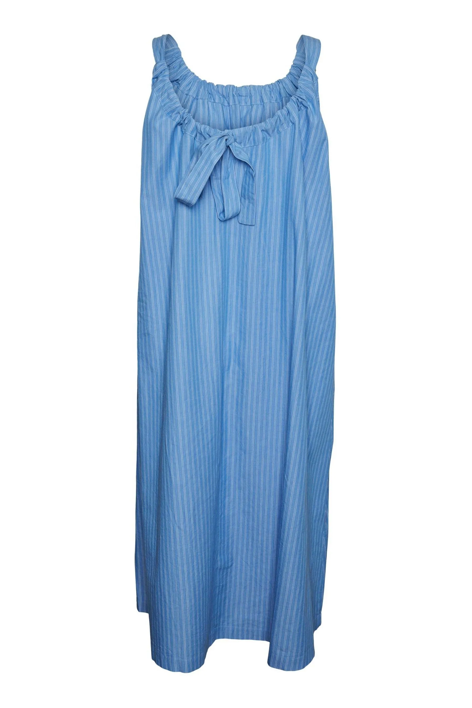 VERO MODA - Abito midi estivo a trapezio gessato con spalline sottili e allacciatura sul retro