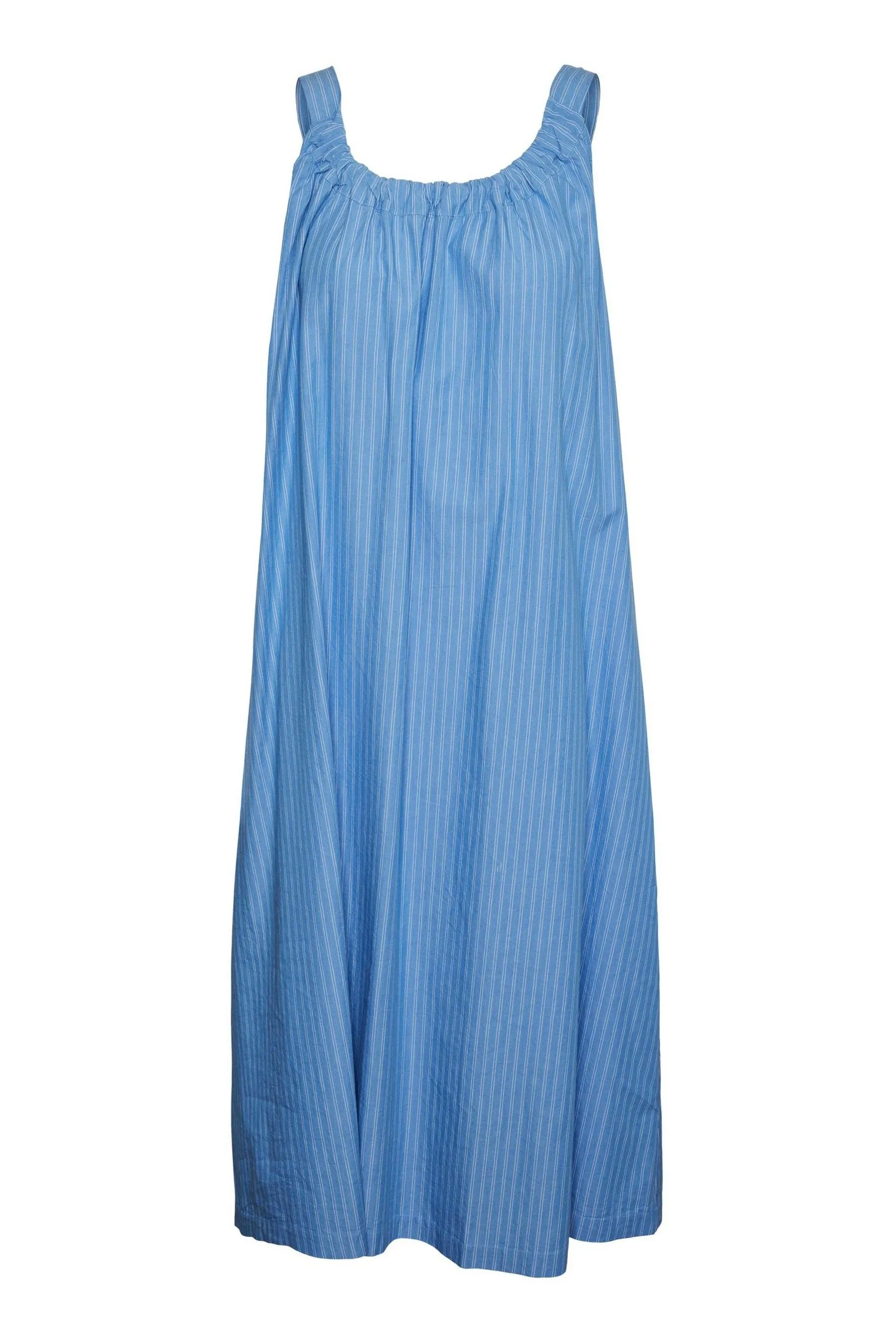 VERO MODA - Abito midi estivo a trapezio gessato con spalline sottili e allacciatura sul retro