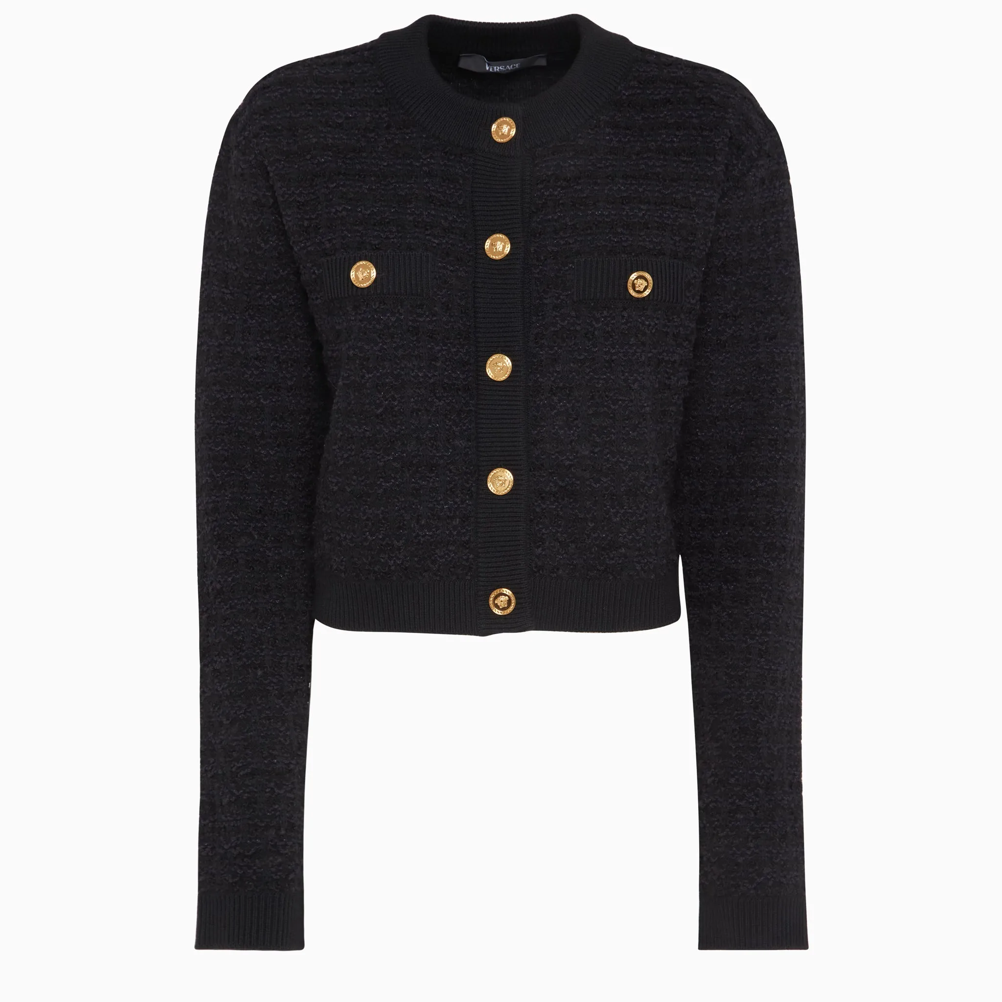 VERSACE  Cardigan in lana nero