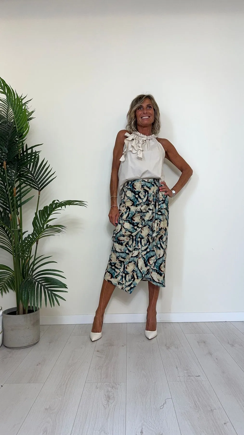 VICOLO - TB2528 - GONNA LONGUETTE FANTASIA A PORTAFOGLIO CON DRAPPEGGIO