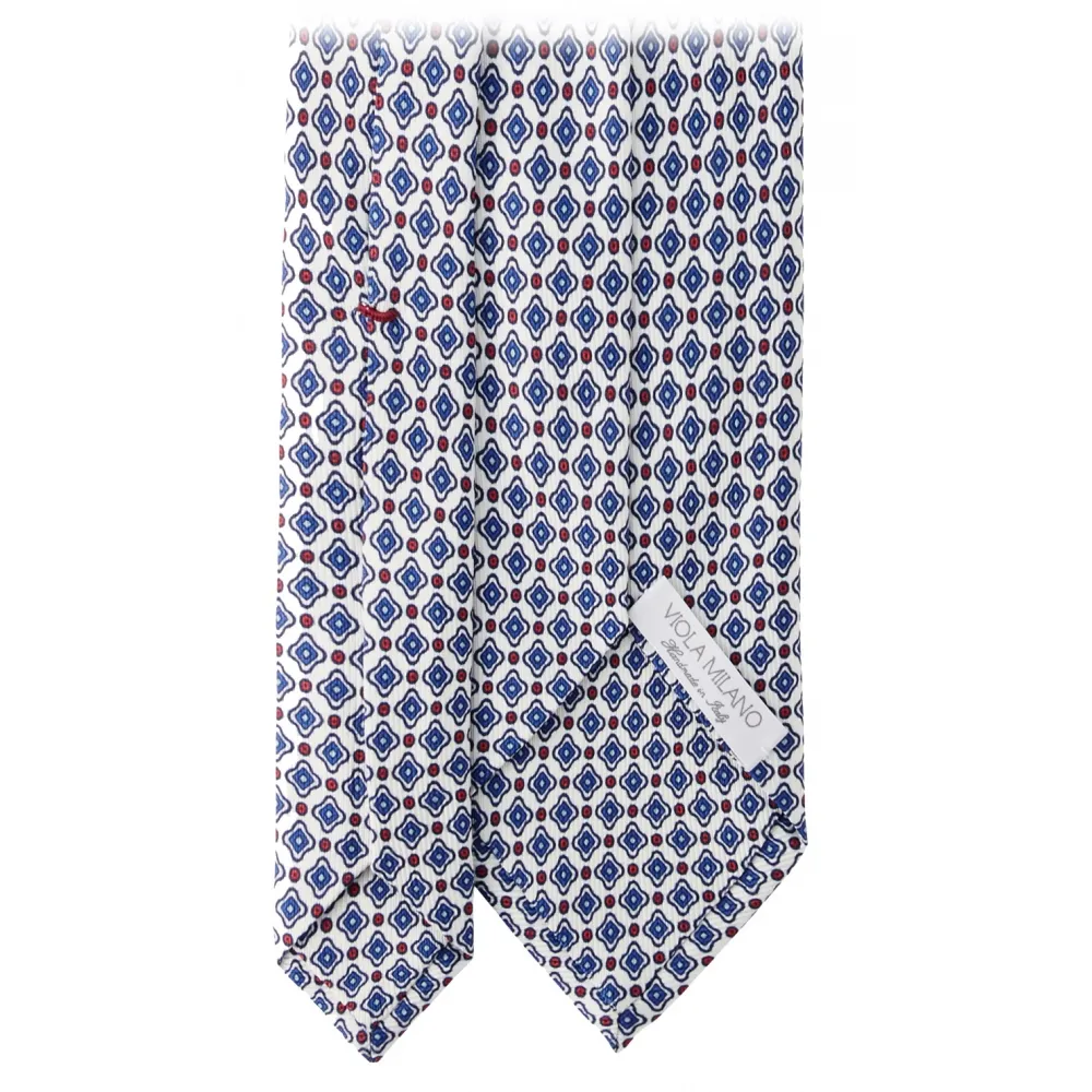 Viola Milano - Cravatta in Seta con Motivo Floreale - Bianco - Handmade in Italy - Luxury Exclusive Collection