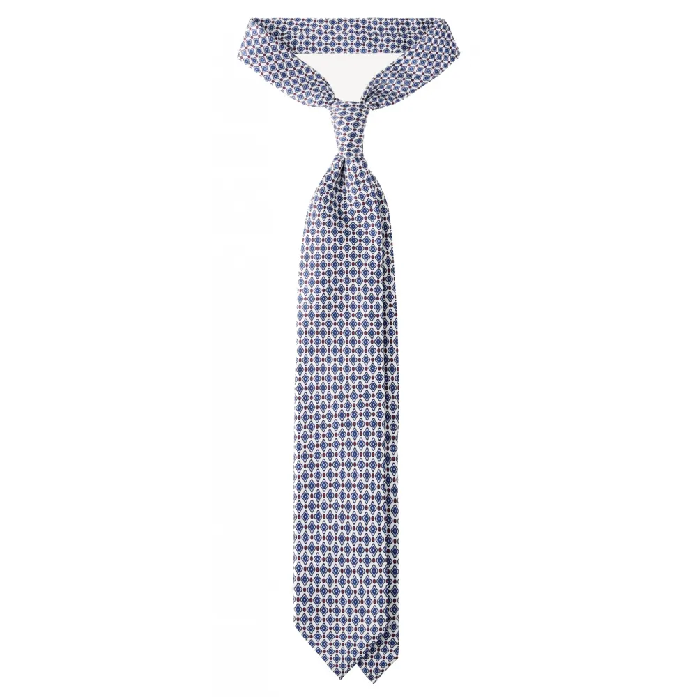 Viola Milano - Cravatta in Seta con Motivo Floreale - Bianco - Handmade in Italy - Luxury Exclusive Collection