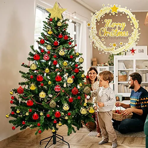 VIPNAJI Palline di Natale 101pz Palline Natalizie Decorazioni Albero di Natale Palla Palline decorative Rosso e Oro Con Cima del