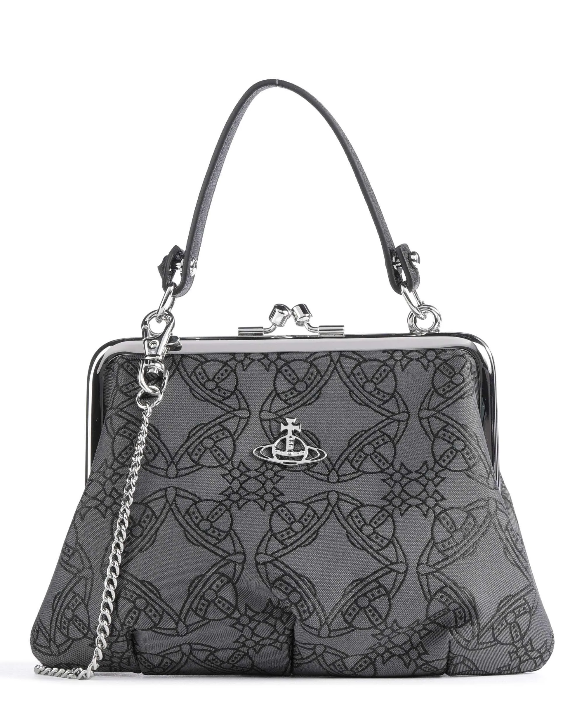  Vivienne Westwood Granny Re-Jacquard Frame Borsa a mano cotone riciclato grigio scuro  
