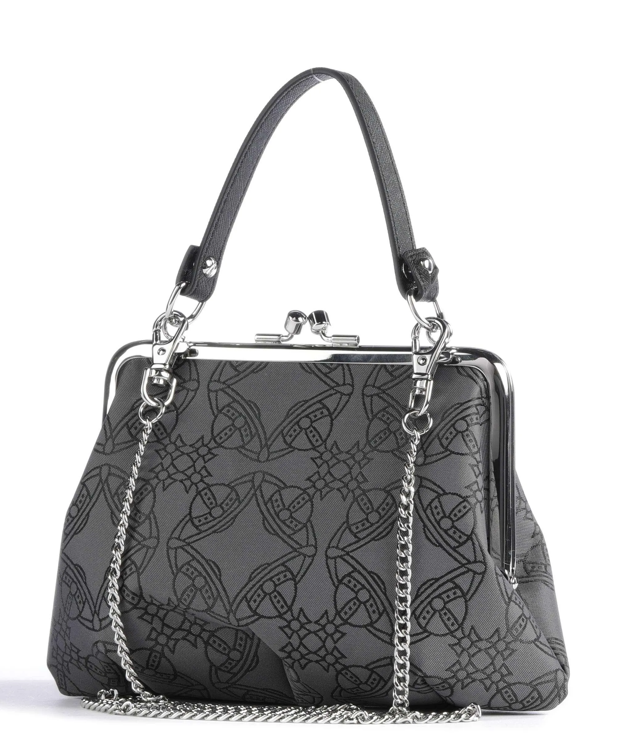  Vivienne Westwood Granny Re-Jacquard Frame Borsa a mano cotone riciclato grigio scuro  