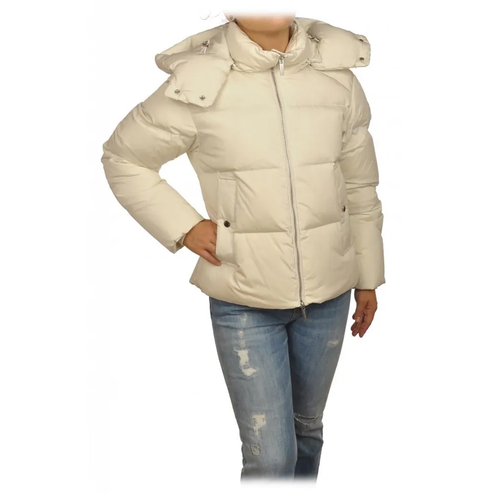 Woolrich - Piumino Parka con Cappuccio Rimovibile - Panna - Giacca - Luxury Exclusive Collection