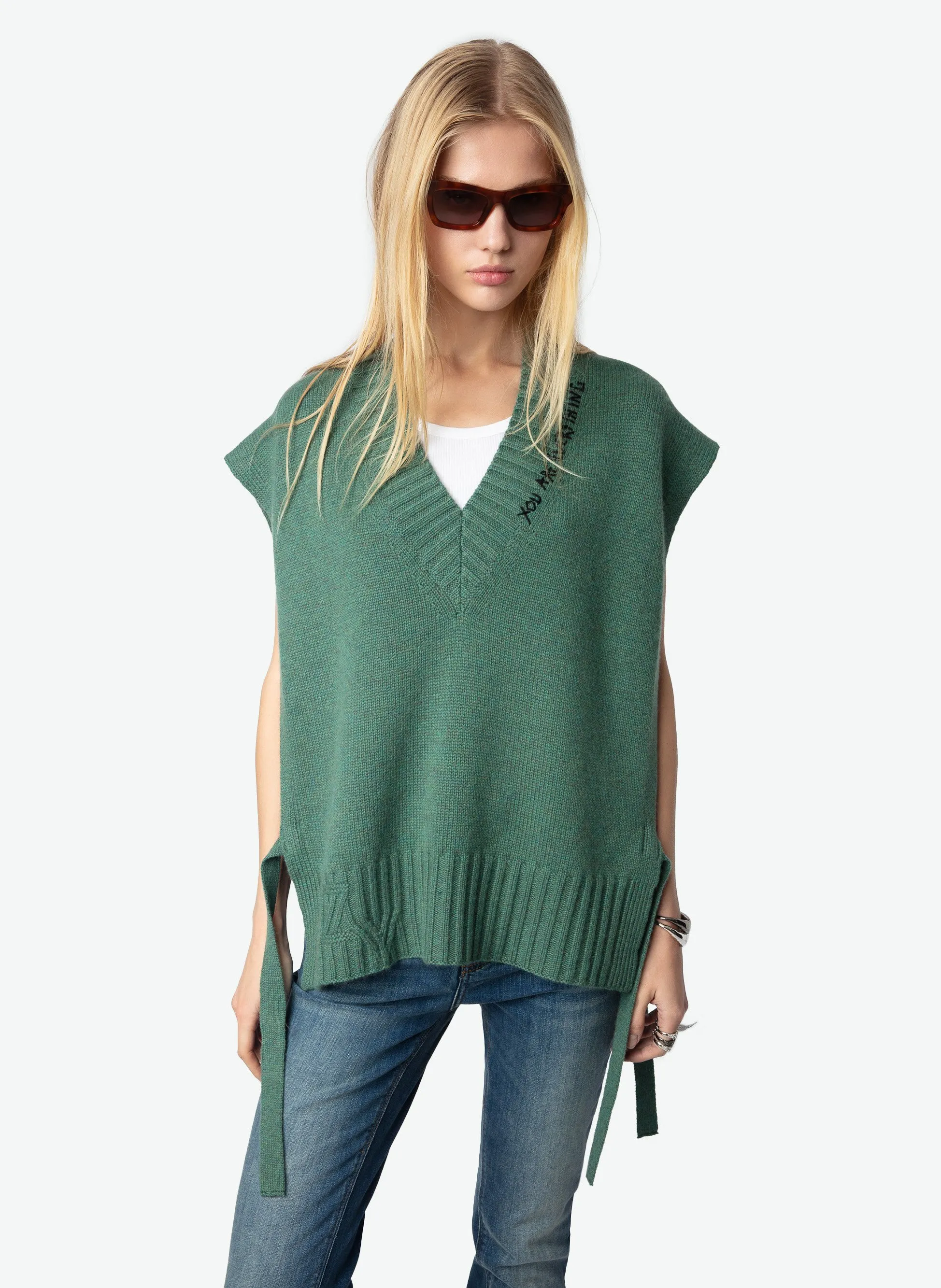  ZADIG&VOLTAIRE   IDA - Maglione serigrafato in cashmere | Verde