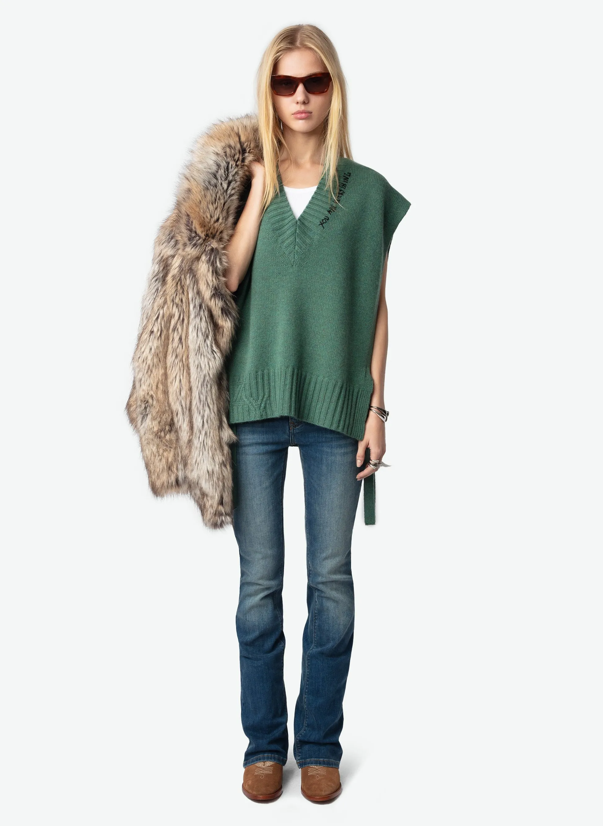  ZADIG&VOLTAIRE   IDA - Maglione serigrafato in cashmere | Verde