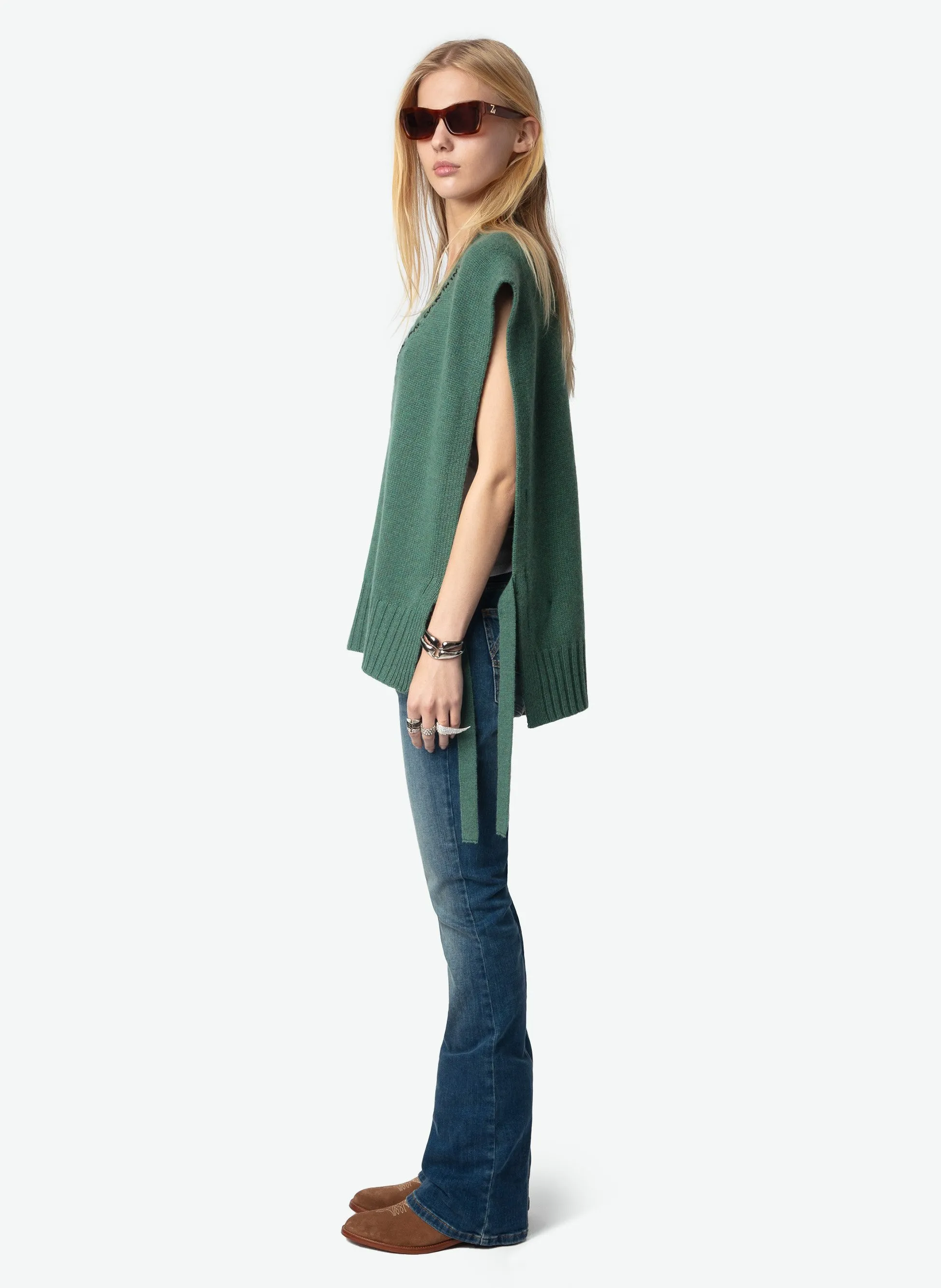  ZADIG&VOLTAIRE   IDA - Maglione serigrafato in cashmere | Verde