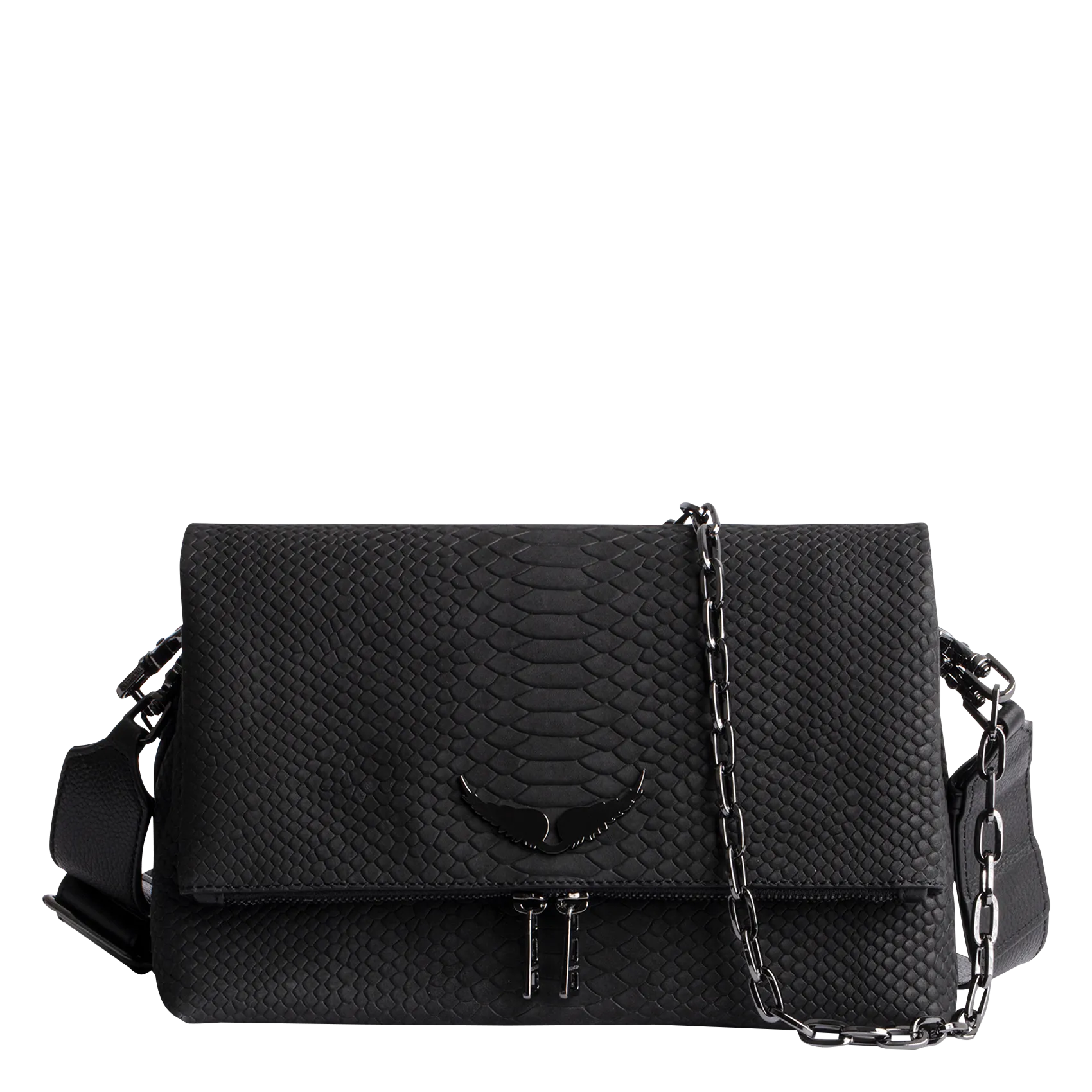  ZADIG&VOLTAIRE   ROCKY - Borsa a tracolla in pelle effetto pitone | Nero