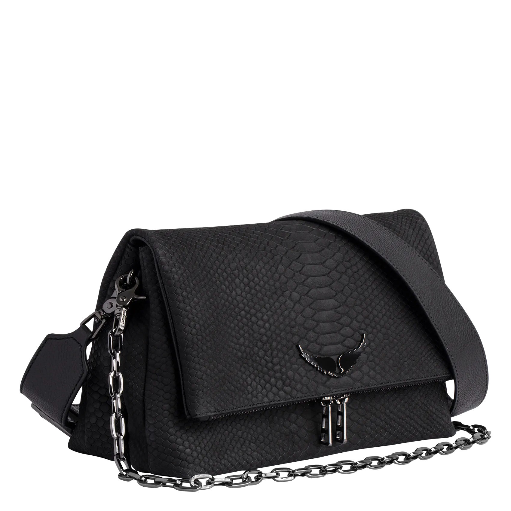  ZADIG&VOLTAIRE   ROCKY - Borsa a tracolla in pelle effetto pitone | Nero