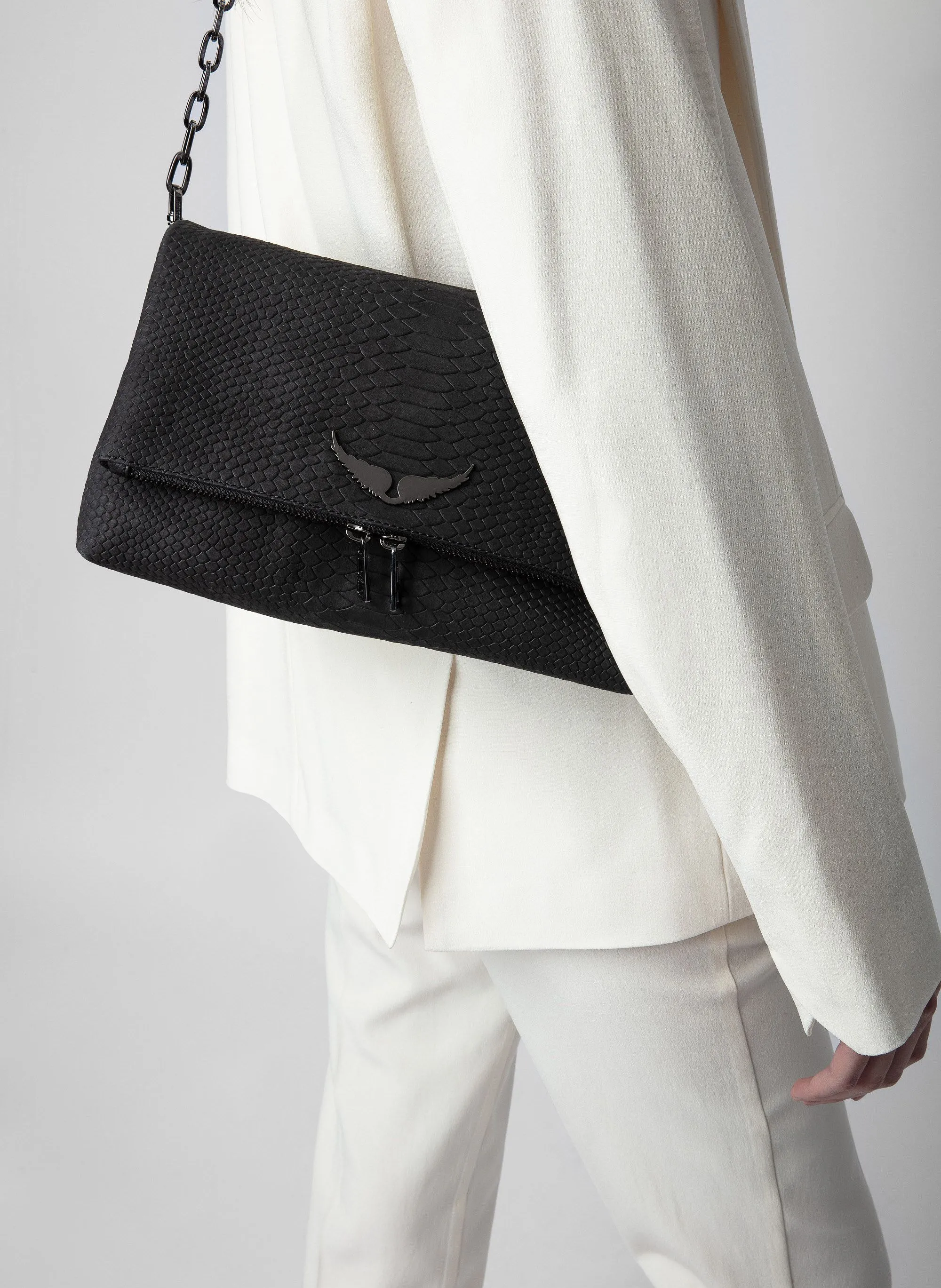  ZADIG&VOLTAIRE   ROCKY - Borsa a tracolla in pelle effetto pitone | Nero