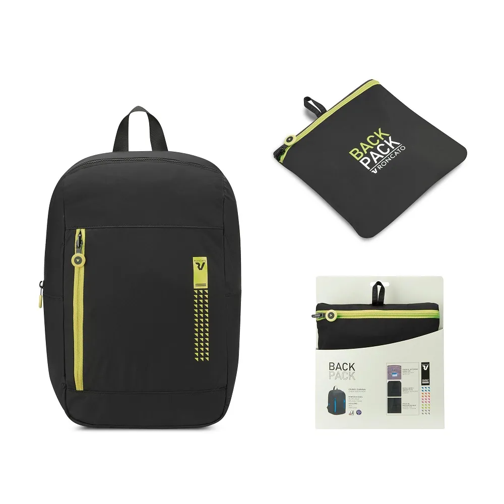 ZAINO CABINA PIEGHEVOLE RONCATO COMPACT NEON 412010 77 NERO/LIME